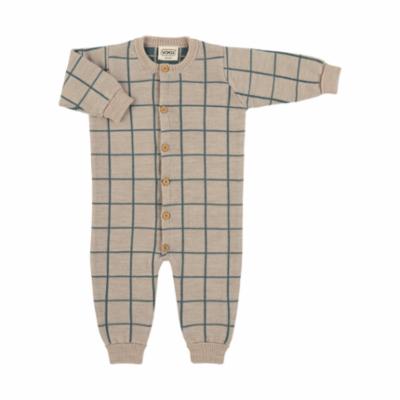 Voksi Double Knit Haalari Merinovilla - Melange Green Sand - koko 62-68