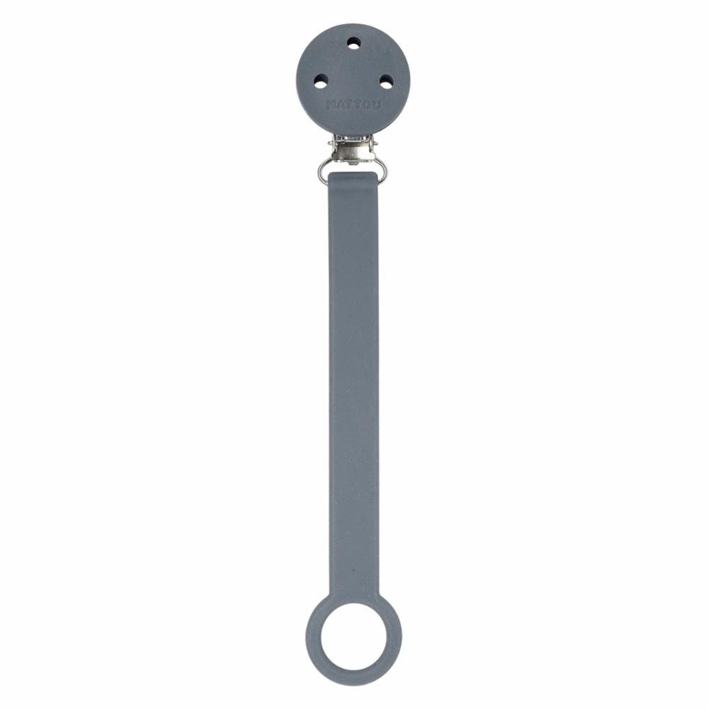 Nattou Silicone Pacifier Clip - Grey/White