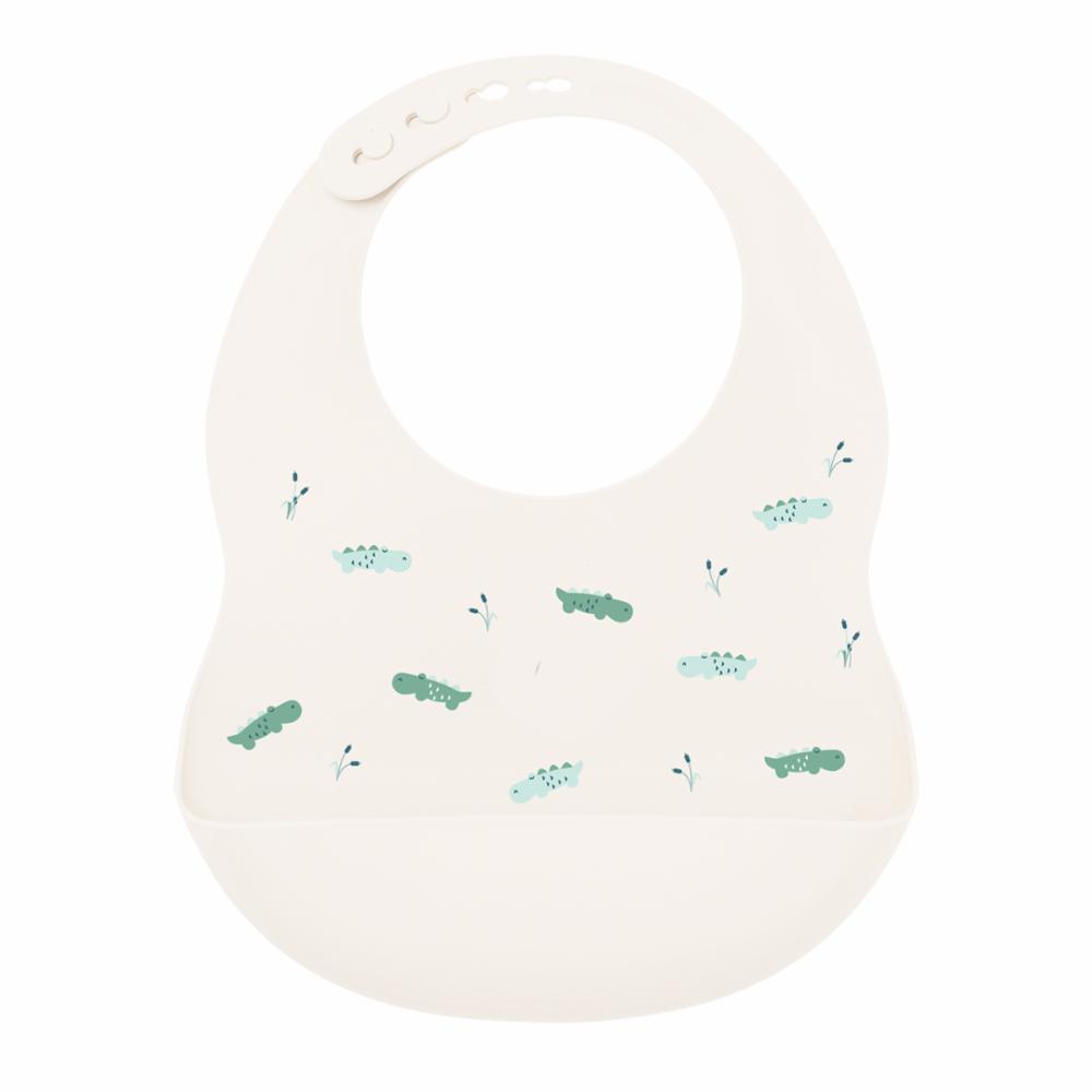 Nattou Silikoni Ruokalappu - Offwhite printed