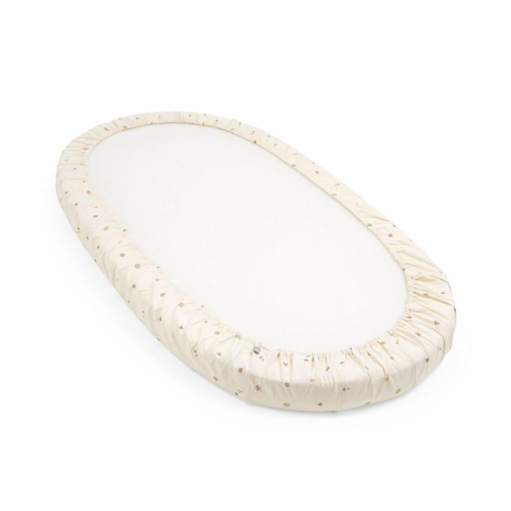 Stokke Sleepi Fitted Sheet Oval V3 - Flower Ecru