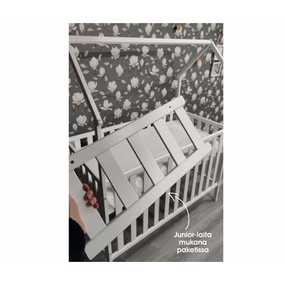 Lise Talopinnasänky 120x60cm + Juniorlaita - Valkoinen