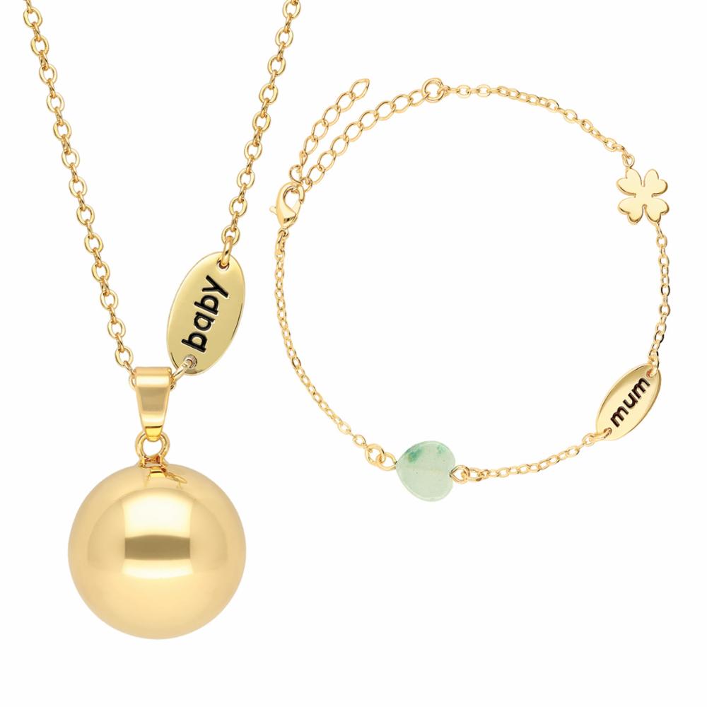 Bola Maternity Jewellery Set Gold, necklace and bracelet