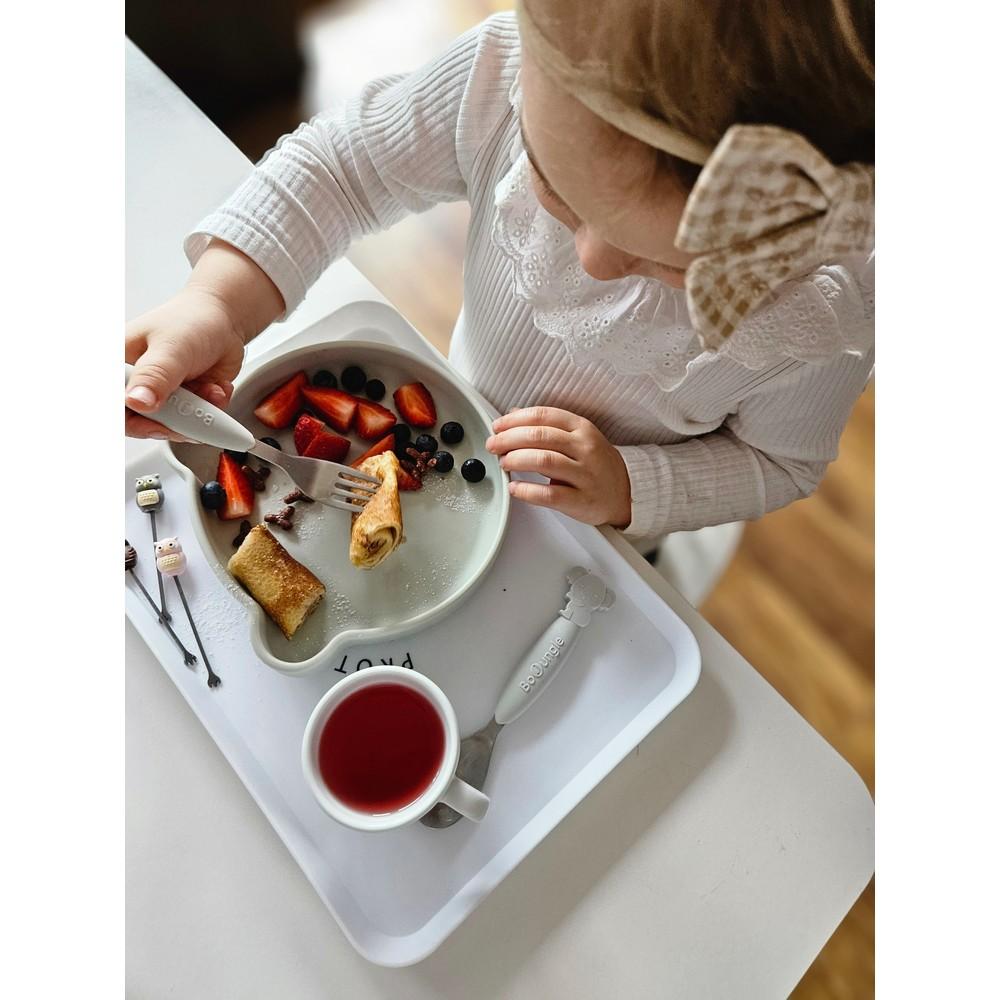 Bo Jungle Silikoni Lautanen Nalle - Harmaa