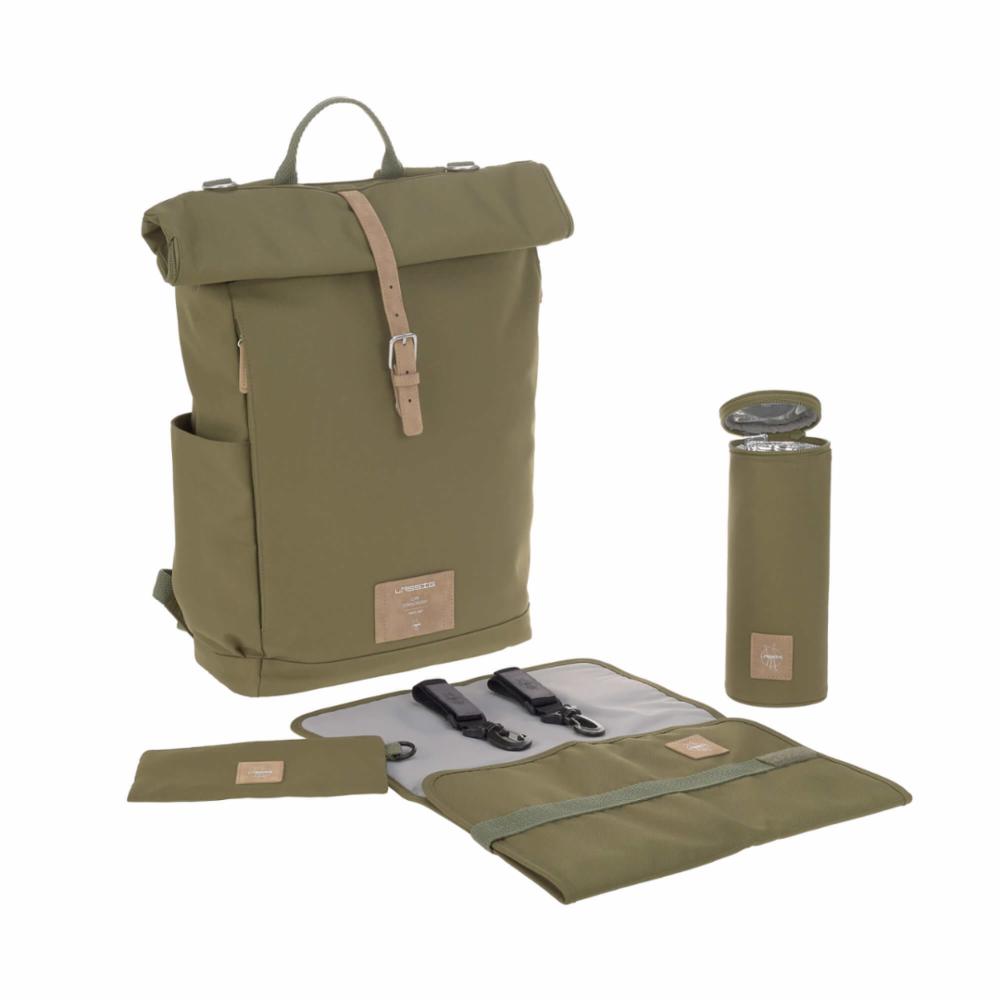 Lässig Rolltop Hoitolaukku/Reppu - Olive