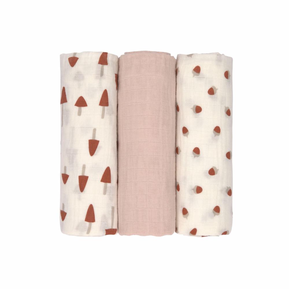 Lässig Puuvillaharso 3kpl - Little Forest Pink