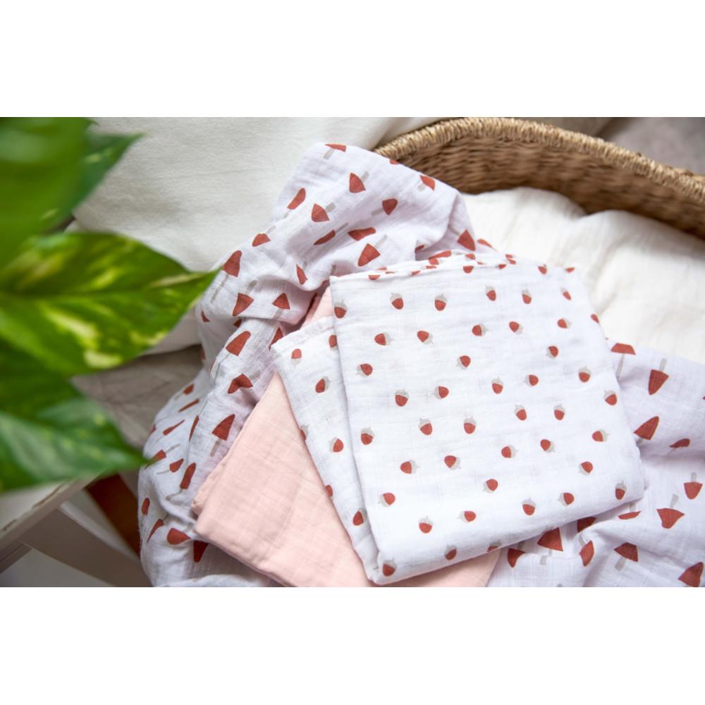 Lässig Puuvillaharso 3kpl - Little Forest Pink