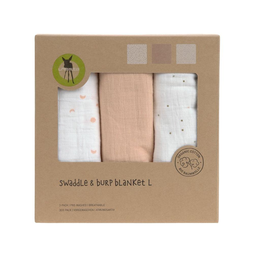 Lässig Swaddle 85cm 3pc, Moon Peach