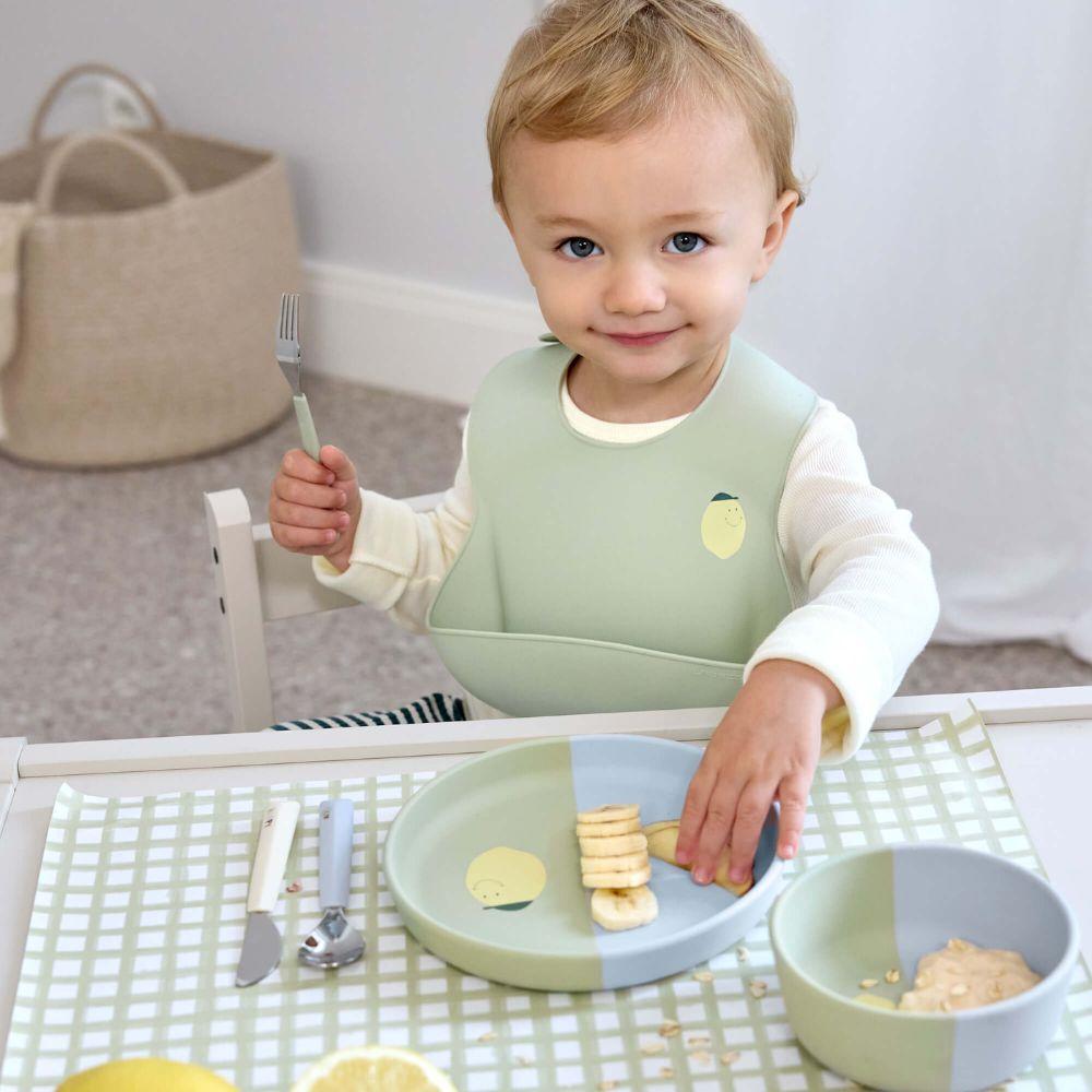 Lässig Silikoniruokalappu - Happy Fruits Lemon