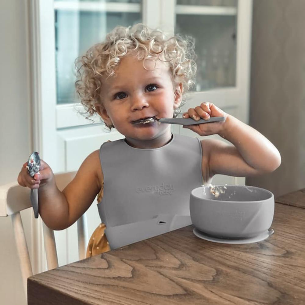 Everyday Baby Silicone Bib - Quiet Gray