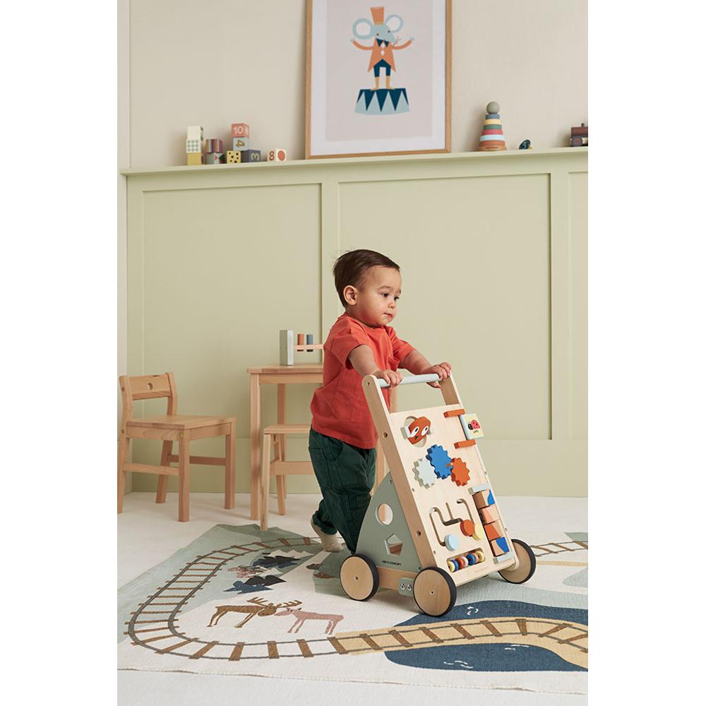 Kids Concept Puinen Työntökärry & Aktiviteettipaneeli
