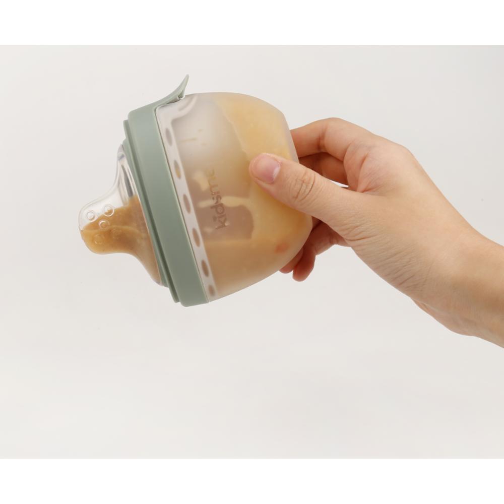 Kidsme 2-in-1 Tuttipullo Silicone Oval 150ml - Vihreä