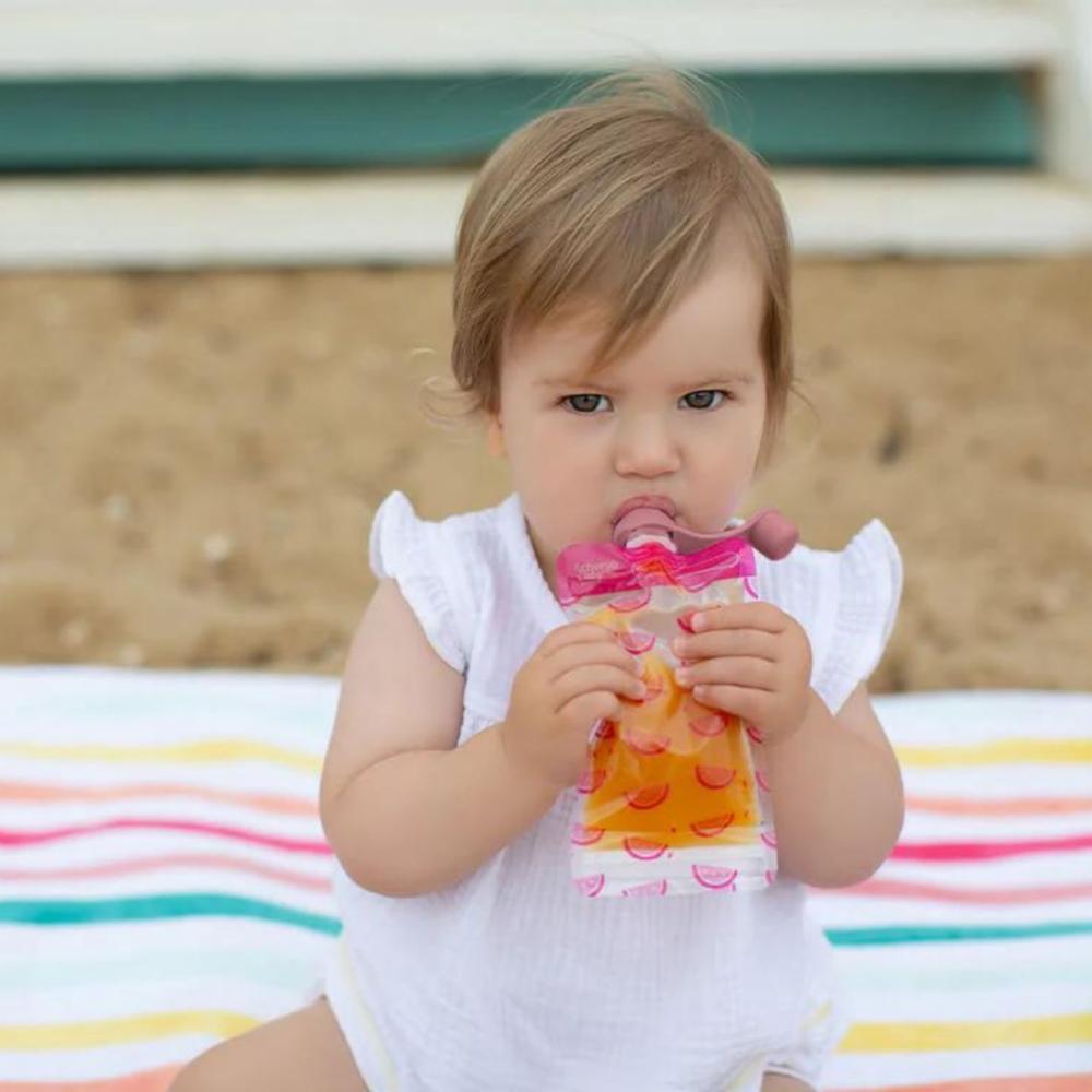 Cherub Baby Smoothie Pouch Spouts 2 pcs - Rose/Sand