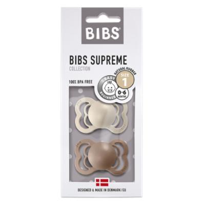 Bibs Supreme Luonnonkumitutti 2kpl 0-6kk - Vanilla/Dark Oak