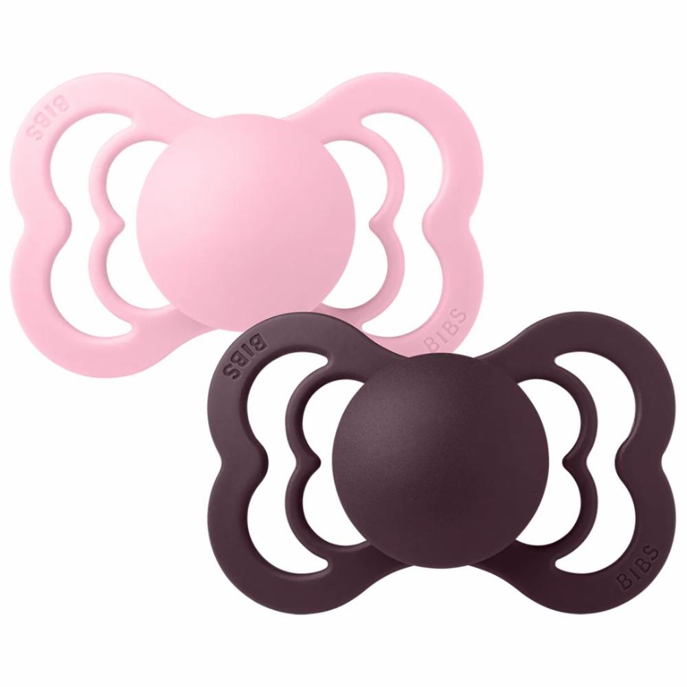 Bibs Supreme Symmetrinen Silikonitutti 2kpl 0-6kk - Baby Pink/Plum