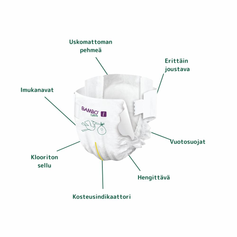 Bambo Nature 1 XS Teippivaippa 2-4Kg 22kpl