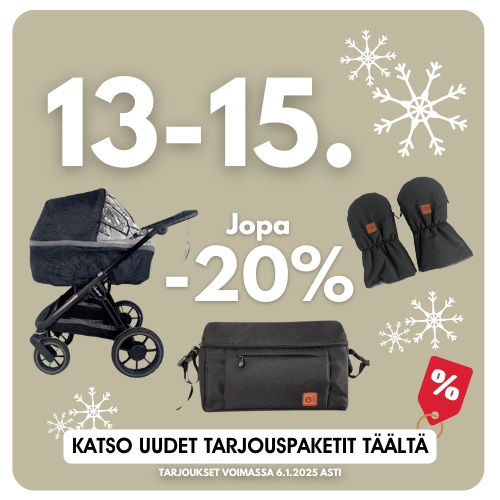 Joulukalenteri luukku 13. - Jopa -20% tarjouksia: nappaa uudet vaunutarvike paketit täältä. Tarjoukset voimassa 6.1.2025 asti.