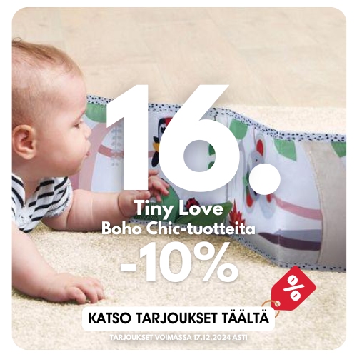 Joulukalenteri luukku 16. - ALE: Tiny Love -tuotteita nyt -10% ti 17.12.2024 asti. Katso tarjoukset täältä.