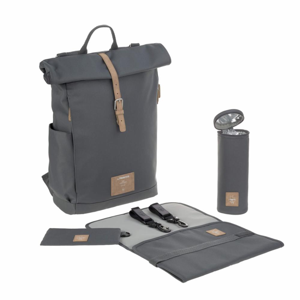 Hoitolaukku Lässig Rolltop Backpack, Anthracite