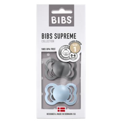 Bibs Supreme Luonnonkumitutti 2kpl 0-6kk - Iron/Baby Blue