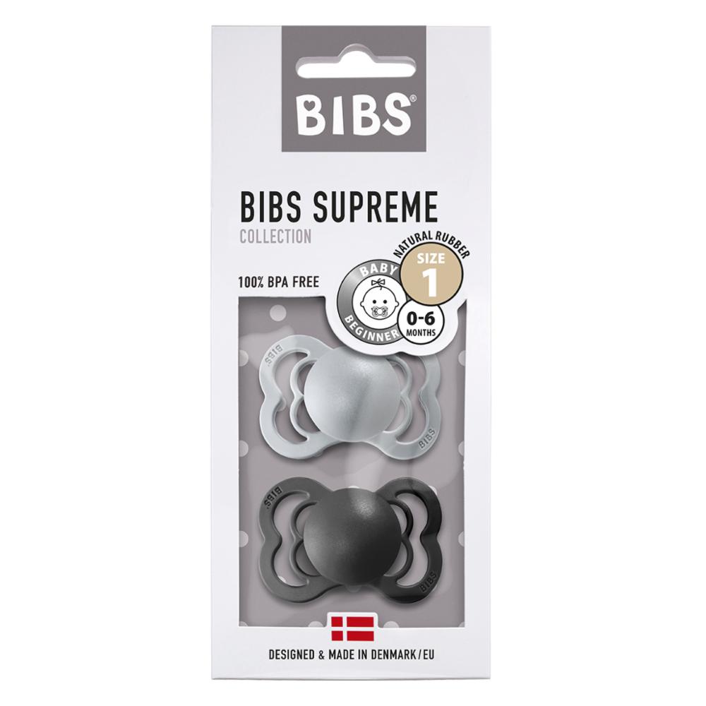 Bibs Supreme Luonnonkumitutti 2kpl 0-6kk - Cloud/Black
