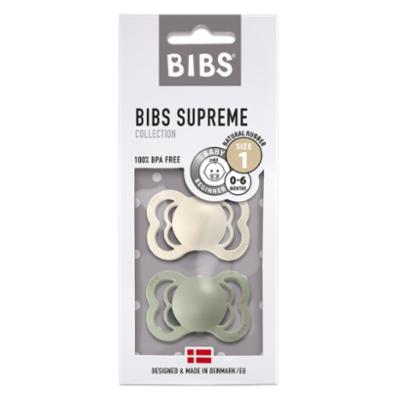 Bibs Supreme Luonnonkumitutti 2kpl 0-6kk - Ivory/Sage