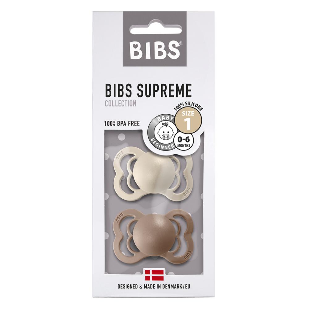 Bibs Supreme Silikoni 2kpl 0-6kk - Vanilla/Dark Oak