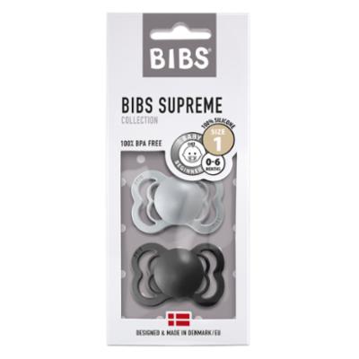 Bibs Supreme Silikoni 2kpl 0-6kk - Cloud/Black