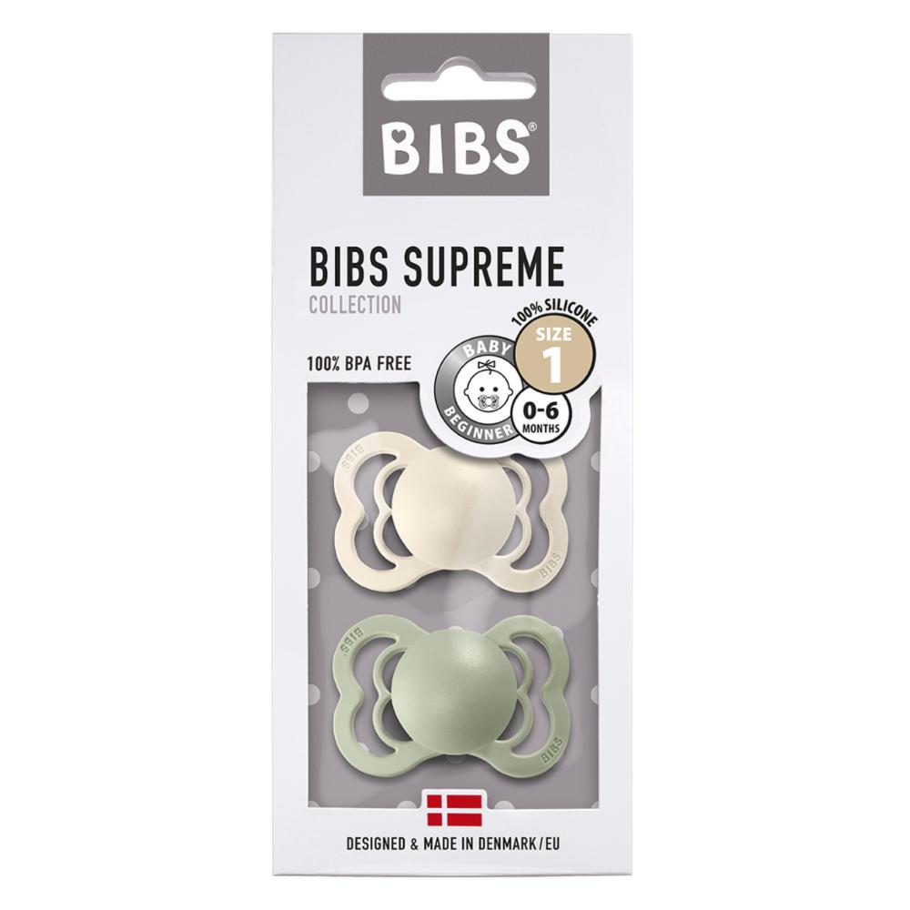 Bibs Supreme Silikoni 2kpl 0-6kk - Ivory/Sage