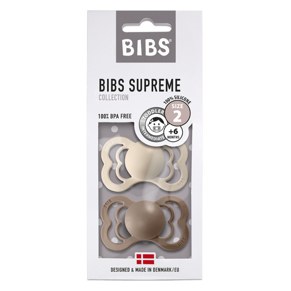 Bibs Supreme Silikoni 2kpl 6-18kk - Vanilla/Dark Oak
