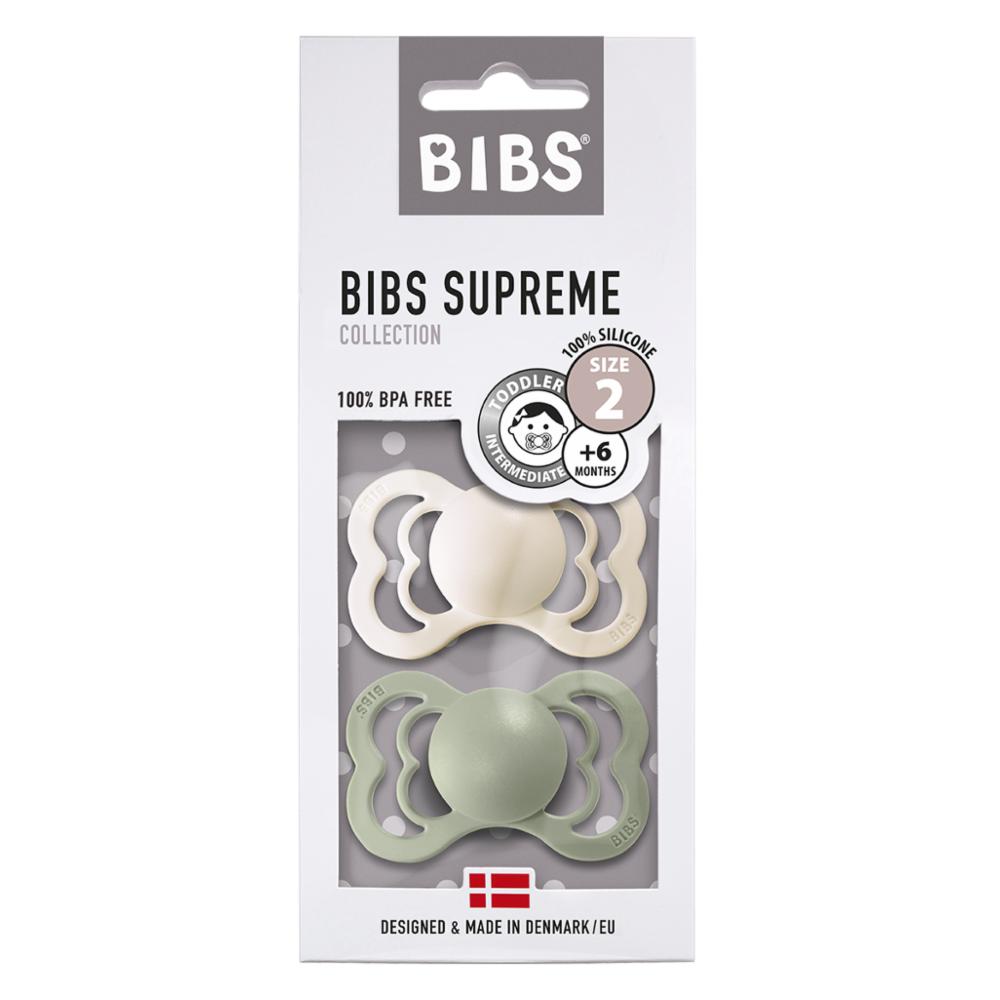 Bibs Supreme Silikoni 2kpl 6-18kk - Ivory/Sage